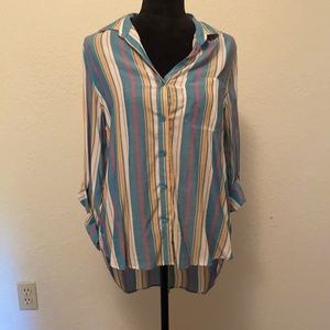 Velvet Heart Hi-low Striped Button Up